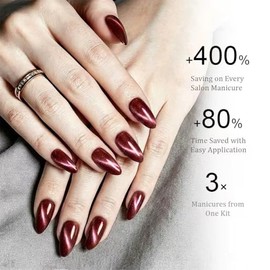 30 Uñas postizas almendradas medianas estilo ojo de gato con acabado brillante 3D, reutilizables, disponibles en 15 tamaños. Uñas postizas hechas a ma