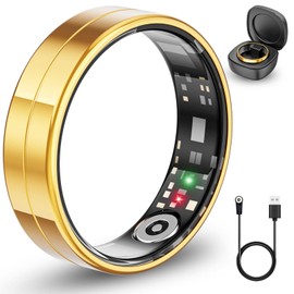 2025 Ultra Thin Smart Ring, Monitors 24/7 Heart Rate, SpO2, Sleep, Body Temperature, etc. Rings for Men and Women, No Subscription Costs, Android iOS (Gold Size 12)