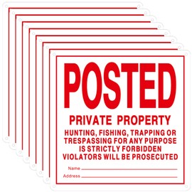 Tandefio 8 Pcs Large No Trespassing Signs 11.8" x 11.8" Private Property Reflective Aluminum Posted Signs Metal No Hunting or Trespassing Signs for Warning(White,11.8 x 11.8 Inches)