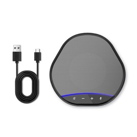 Conference Speaker and Microphone, 360° Enhanced Voice Pickup with 2 AI Mics, Echo & Noise Reduction, USB-C Plug & Play Speakerphone for Zoom Skype Teams Calls, for Home Office and Meeting Room