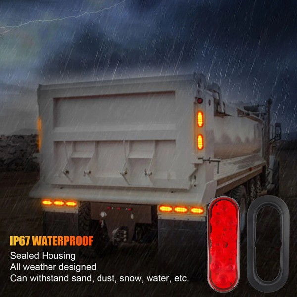 Unbranded 2 Red 6" Oval Trailer Lights 10 LED Stop