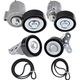 Drive Idler pulley and belt tensioner kit Compatible with Volkswagen Golf 2.5L 2010-2014, Jetta 2.5L 2006-2010, Rabbit 2.5L 2006-2009, Replace 38314 38315 36105 36106 K050418 5PK925