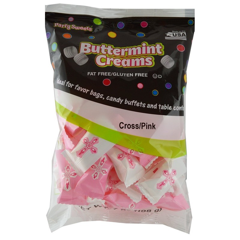 Party Sweets Pink Cross Buttermints by Hospitality Mints, Appx 300