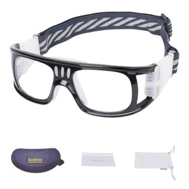 SooGree Gafas deportivas para hombres y mujeres, gafas de sol protectoras polarizadas deportivas para ciclismo (marco negro con almohadillas blancas), absorción de golpes antivaho con correa ajustable
