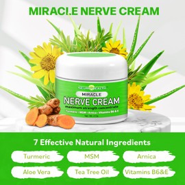Miracle Nerve Cream - Maximum Strength - Turmeric and Arnica Blend for Neuropathy Discomfort Relief - Soothing Foot & Hand Formula with MSM, B6, E - Made in USA