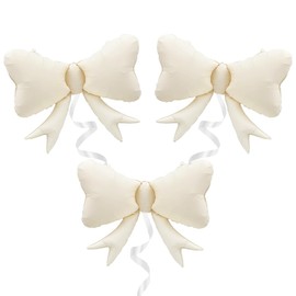 Elaliyi Bow Balloons 3 Pcs Large Bow Balloons Bow Party Decorations Macaron Bow Theme Birthday Party (off white)