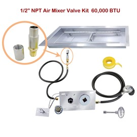 MENSI Propane Fire Pit Flame Air Mixer Orifice Nozzle Valve Jet for 60000 BTU Burner Fireplace with 1/2" NPT Fitting