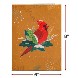 Frndly by Paper Love Pop Up Christmas Card, Bird House, Handcrafted 3D Popup Greeting Cards for Christmas, Holidays, 100% Recycled and Eco-Friendly, 8" x 6" Cover - with Removable Note Tag