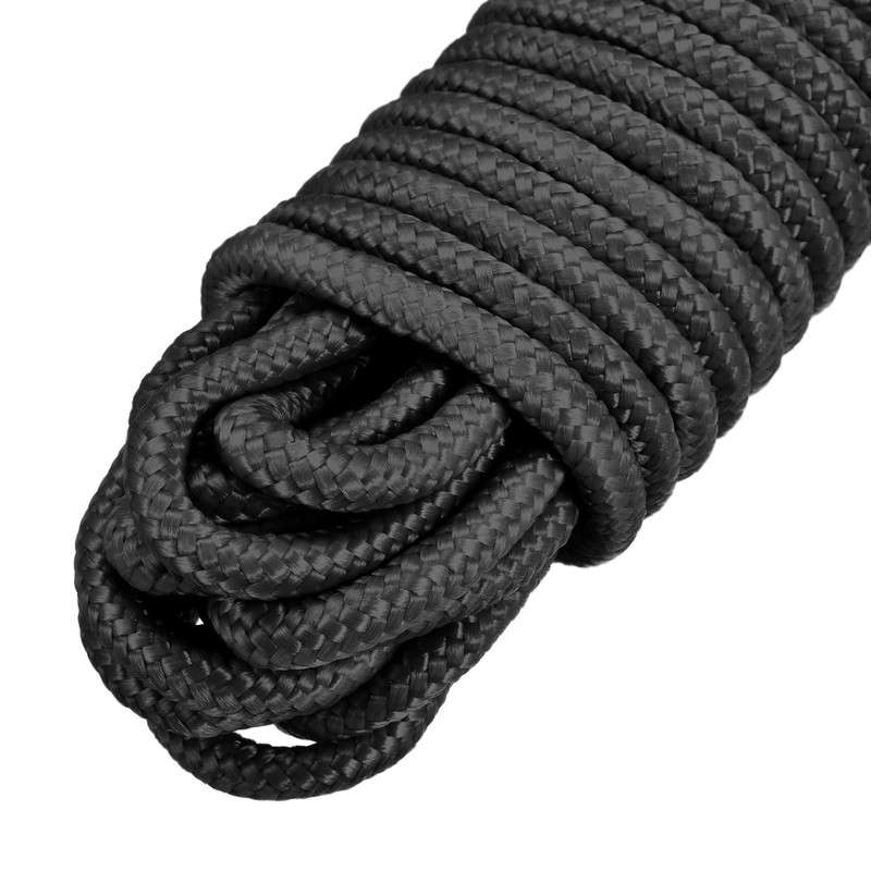 sourcing map Polypropylene Rope Braid Cord 12M/39.4ft 1/4" Black for