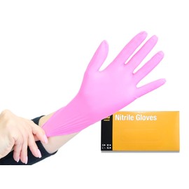 King Midas Nitrile Gloves- Box of 100, Powder Free, Latex Free (Large, Pink)