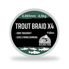 Major Fish Trout Braid 4-Way Braided Line Trout Ultralight 150 Metres 0.065-4.5 kg - Moss Green