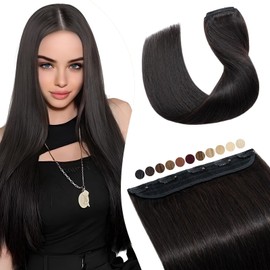 Elailite Real Hair Clip-In Extensions 1 Weft #1B Natural Black Clip-In Hair Extensions Straight Hair Extensions 35 cm 40 g