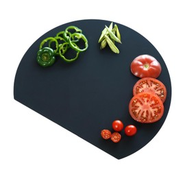 Fkstyle Chopping Board, Stylish, Round Cutting Board, Elastomer, Black, Dishwasher Safe, Rubber, Round, Dishes, Antibacterial, Kitchen, Sanitary, Resin Cutting Board, Round