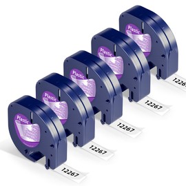 5 x Wonfoucs Compatible with Dymo Letratag Label Tape Transparent Plastic 12 mm x 4 m Letratag XR Tapes 12267 S0721530 Clear Suitable for Dymo Labelling Device LetraTag LT-100H 100T 110T 200B XM 2000