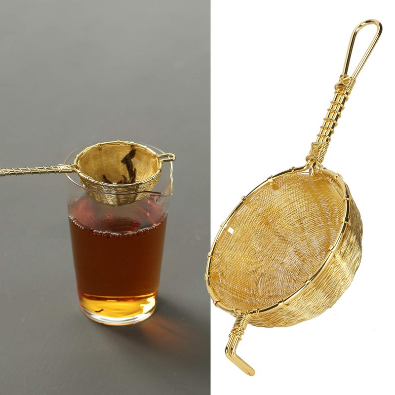 Tea Infuser, Pure Copper Tea Strainer Long Handle Teapot Strainer