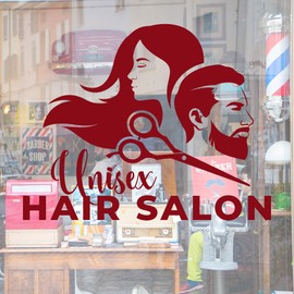 Unisex Hair Salon Vinyl Wall Decal Beauty Salon Scissors Heads Stickers Mural (k329) Black