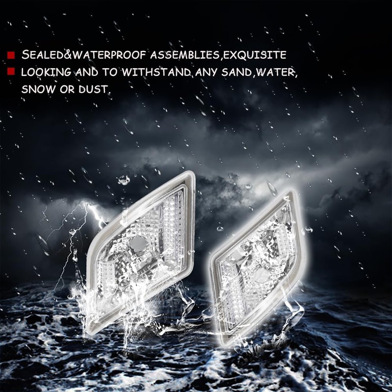 MODIPIM Clear Front Sidemarker w/White LED Lights For 2008-2011 Benz