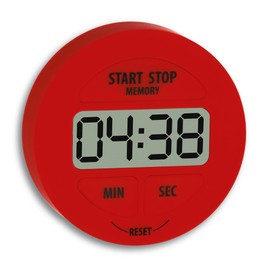 TFA Dostmann Digital Timer and Stopwatch, 38.2022.05, Memory Function, Smart Operation, Magnetic, Time up to 99min 59 seconds, Red