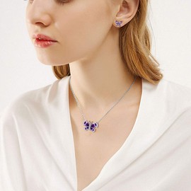 Aurora Tears Women's 12 Birthstone Butterfly Jewellery 925 Sterling Silver Animal Crystal Minimalist Earrings, Glass, Cubic Zirconia