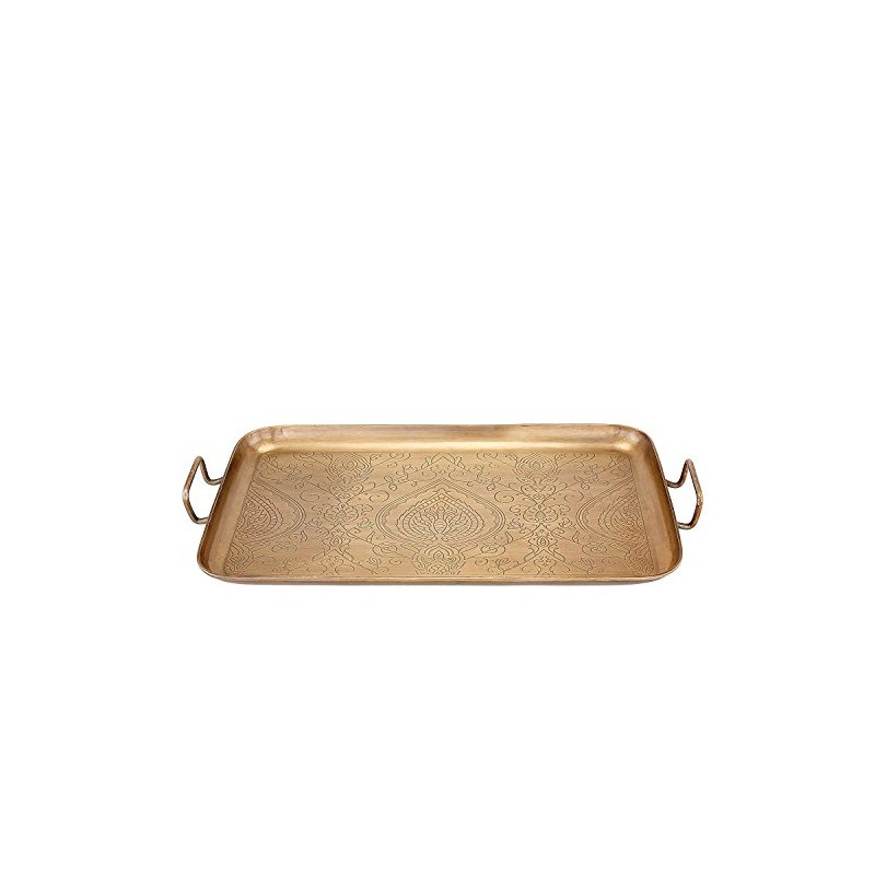 Old Dutch "Tangier" Champagne Tone Etched Tray, 19" x 10.25"