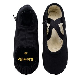 s.lemon Linen Ballet Shoes,Women Men Dance Shoe Split Suede Sole Kids Adult Ballet Slipper 8106 Black 44EU