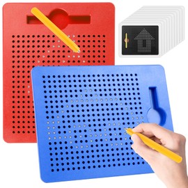 SULOLI Magnetische Zeichentafel,2 Stück Zaubertafel,Pädagogisches Zeichentablett,Magnet Spiel mit Kugeln und magnetischem Stift für Kinder Schul Familie