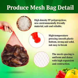 24” Reusable Mesh Produce Bags – Seafood Boil Bags for Crab, Clam, Crawfish, Onion, Potato, Fruit Storage, Grocery, Toy, Garden Use, Packaging Supplies Net (100Pcs – Red)