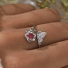JJewmon Butterfly Rose Birthstone Ring for Women 925 Sterling Silver