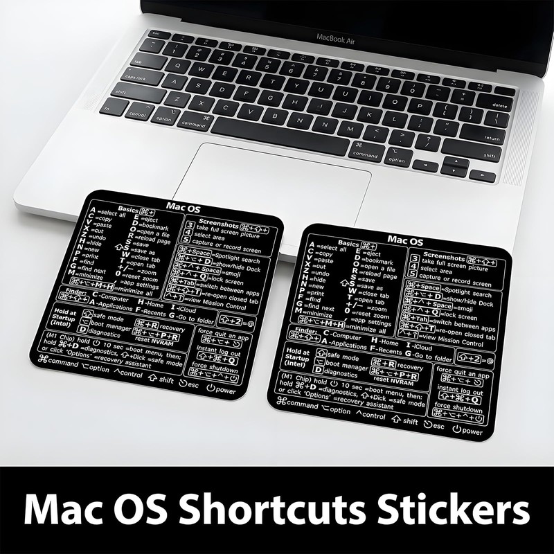 2pcs Mac OS Shortcuts Sticker for Air/Pro, Black
