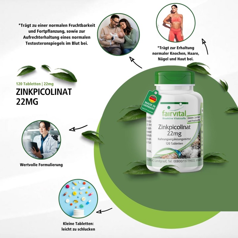 fairvital, Zinc picolinate 22 mg, 120 tablets, 22 mg zinc