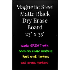 Large Magnetic Board for Wall - Magnet Display Board - Magnetic Bulletin Board - Steel Dry Erase Memo Board - Made in USA (Matte Black, 23" Wx35 L)