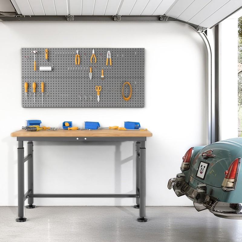 WALMANN Heavy Duty Adjustable Height Workbench 47.75" x 23.25", Rubber