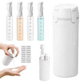 Travel Bottles for Toiletries, Kit de Botellas de Viaje 4 en 1 a Prueba de Fugas | Set de 4 Envases 30 ml c/u (120 ml) con Etiquetas | Ideal para Gym, Campamento, Equipaje de Mano (Blanco)