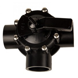 Rx Clear Durable 1-1/2" 3 Way CPVC Never Lube Diverter Valve for Inground Swimming Pool | Chemical Resistant | Adjustable-Stop | Maintenance-Free | Black