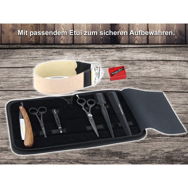Professional Razor Set | Wood Handle Paste Solingen/Strop Set Beard
