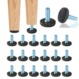 WAFJAMF 20 PCS M6 Thread Adjustable Furniture Levelers Screw in Threaded, Adjustable Levelers Feet Screw On Furniture Glide Leveling for Table, Chair, Furniture Legs