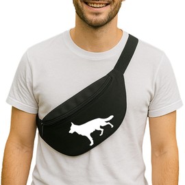 Huuraa Bauchtasche Deutscher Schäferhund Silhouette Geschenk 2,5 Liter Black Deutscher Schäferhund Geschenkidee