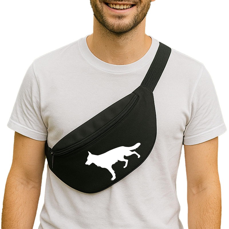 Huuraa Bauchtasche Deutscher Schäferhund Silhouette Geschenk 2,5 Liter Black Deutscher