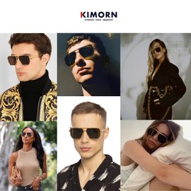 kimorn Polarized Sunglasses Womens Men Retro Oversized Square Vintage Shades Classic Large Metal Sun Glasses K1221