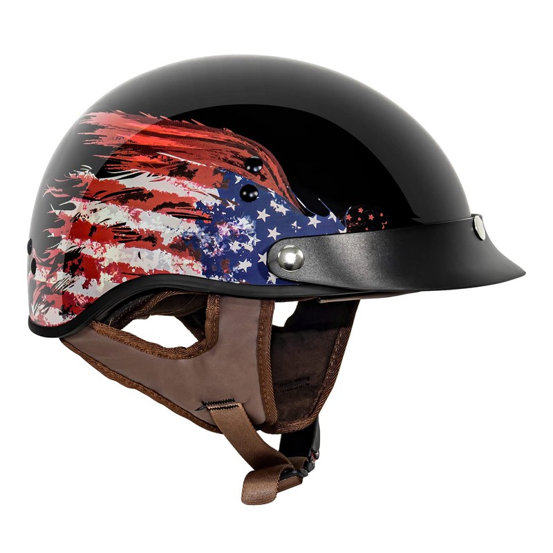 VCAN Cruiser Half Face Motorcycle Helmet with Drop-Down Sun Visor,