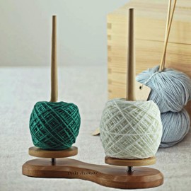 DnU Avenue Beechwood Double Yarn Holder with Advanced Twirling Mechanism | Dual Spindle Crochet & Knitting Ball Stand | Ideal Gift for Crocheters