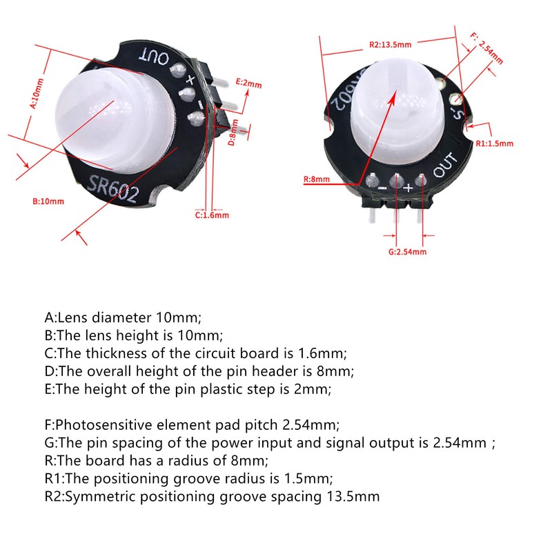 Oiyagai 2pcs SR602 Motion Sensor Detector Module Pyroelectric Infrared Sensory