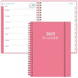 2025 Planner - Weekly & Monthly Planner from January 2025 - December 2025, Planner 2025 with Flexible Cover, Tabs, Inner Pocket, 6.4" x 8.5", Pink