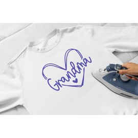 Grandma Double Heart Iron On Decal, Grandma Shirt Transfer, DIY Craft, Grandmother Family Tshirt Patch, HTV Graphic Ready To Apply, Pick Size & Color, Iron-On Almost Anything (Black)