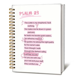 LIANGW Pink Christian Notebook, PSALM 23 Christian Journal for Women, Scripture Notebook, Bible Journal, Bible note taking, Hardcover Spiral Notebook 80 Sheets -160 Pages 5.5x8.3 Inch