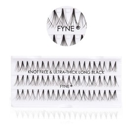 FYNE - KNOT FREE Individual Eyelashes - 240 Pcs, 12mm Long Ultra Thick, Single Pack | Individual lashes, Eyelash Extensions, Natural Look | Volume Cluster Lashes | Premium False Lash Cluster