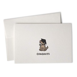 Grad Dog Graduation Congrats Cards - 24 Greeting Cards with Envelopes - Hand-Drawn Congratulations Notes Premium Textured For Friends, Family, and Teachers