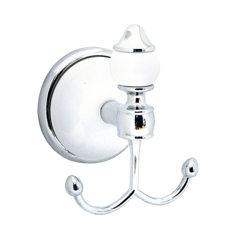 MODONA Double Robe & Towel Hook - White Porcelain &