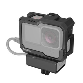 SMALLRIG Black Cage for Hero12 / Hero11 / Hero 10 / Hero 9 GoPro with 2 Cold Shoe Mounts for GoPro Light Mod and Common Microphone, LED Video Light - 3083C