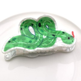 3.5" Green Snake Shape Hair Claws Light Weight Hair Accessories Plastic for Women Girls Medium Hair Clip